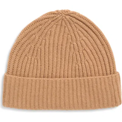 Nordstrom Cashmere Rib Knit Beanie In Camel