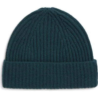 Nordstrom Cashmere Rib Knit Beanie In Green Moss