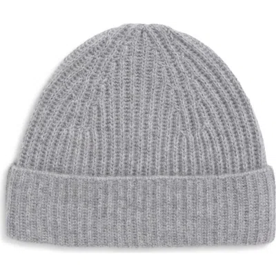 Nordstrom Cashmere Rib Knit Beanie In Grey Heather