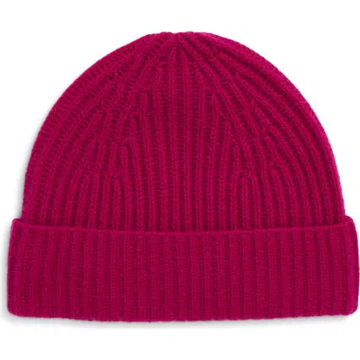 Nordstrom Cashmere Rib Knit Beanie In Pink Plumier