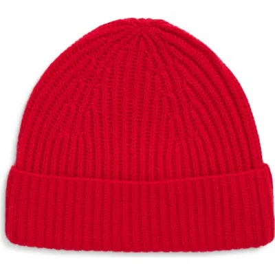 Nordstrom Cashmere Rib Knit Beanie In Red Lychee