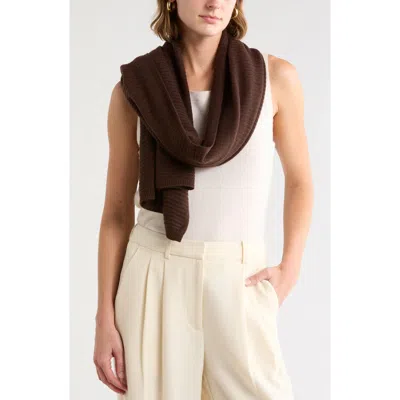 Nordstrom Cashmere Rib Scarf In Brown Coffee