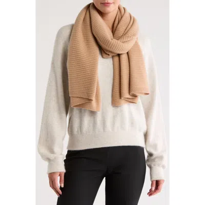 Nordstrom Cashmere Rib Scarf In Camel