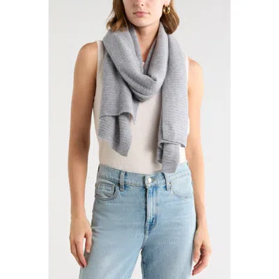 Nordstrom Cashmere Rib Scarf In Grey Heather