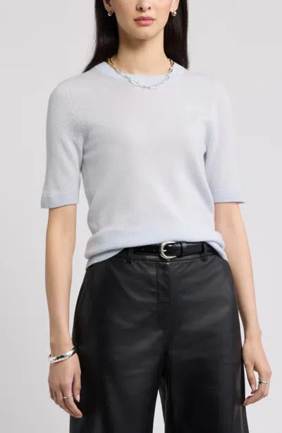 Nordstrom Cashmere Short Sleeve Crewneck Sweater In Gray