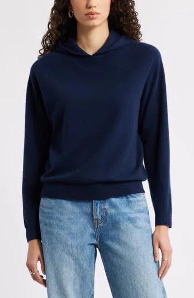 Nordstrom Cashmere Sweater Hoodie In Blue