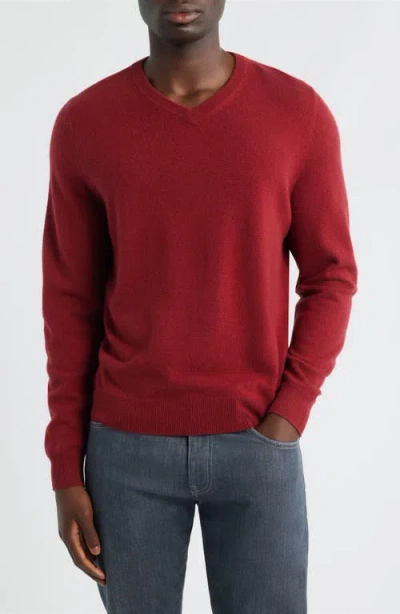 Nordstrom Cashmere V-neck Sweater In Red