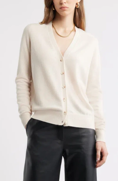 Nordstrom Cashmere V-neck Cardigan In White