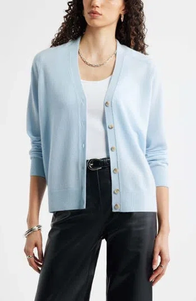 Nordstrom Cashmere V-neck Cardigan In Blue