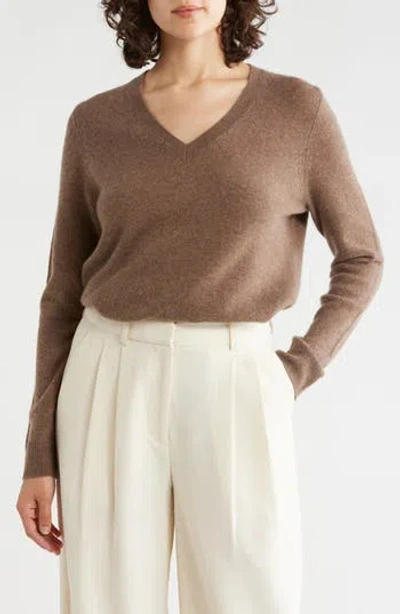 Nordstrom Cashmere V-neck Sweater In Brown