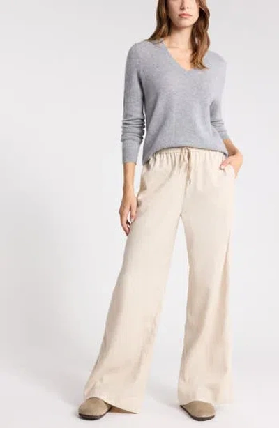 Nordstrom Cashmere V-neck Sweater In Gray