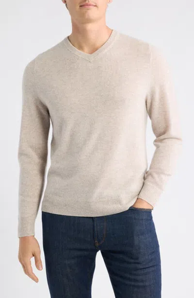 Nordstrom Cashmere V-neck Sweater In Neutral