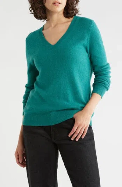 Nordstrom Cashmere V-neck Sweater In Green