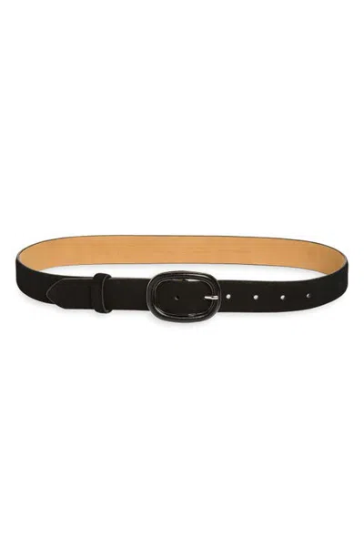 Nordstrom Cassidy Covered Buckle Suede Belt In Black
