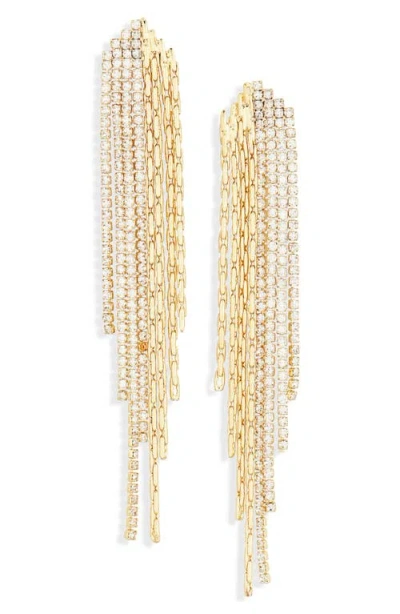 Nordstrom Chain & Crystal Fringe Drop Earrings In Clear- Gold