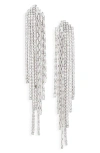 Nordstrom Chain & Crystal Fringe Drop Earrings In Clear- Rhodium