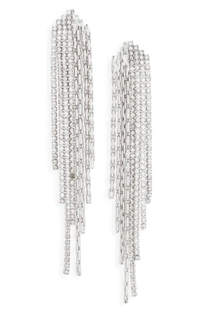 Nordstrom Chain & Crystal Fringe Drop Earrings In Clear- Rhodium