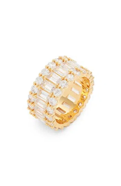 Nordstrom Channel Set Cubic Zirconia Wide Eternity Ring In Clear- Gold