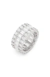 Nordstrom Channel Set Cubic Zirconia Wide Eternity Ring In Clear- Silver