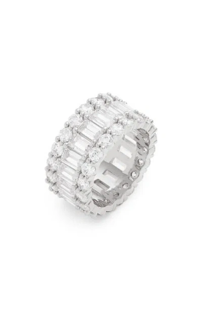 Nordstrom Channel Set Cubic Zirconia Wide Eternity Ring In Clear- Silver