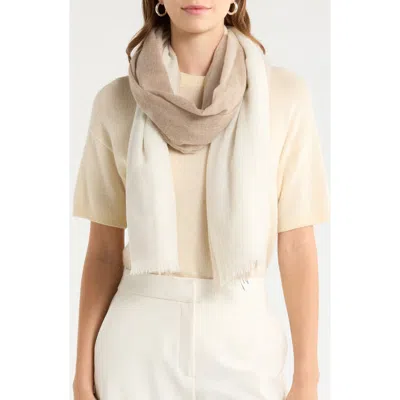 Nordstrom Checker Cashmere Scarf In Beige- Ivory