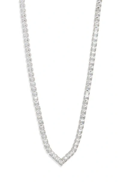 Nordstrom Chevron Cubic Zirconia Tennis Necklace In Metallic