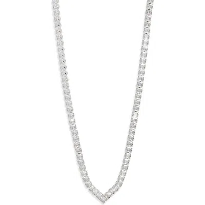 Nordstrom Chevron Cubic Zirconia Tennis Necklace In Silver