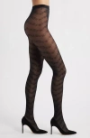 Nordstrom Chevron Sheer Tights In Black