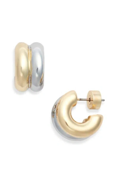 Nordstrom Chubby Two Tone Huggie Hoop In Goldilver