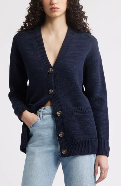 Nordstrom Chunky Cotton Blend Cardigan In Navy Night
