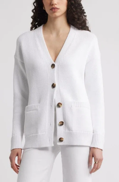 Nordstrom Chunky Cotton Blend Cardigan In White