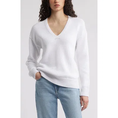 Nordstrom Chunky Cotton Blend Sweater In White