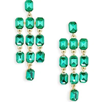 Nordstrom Chunky Crystal Chandelier Earrings In Emerald- Gold