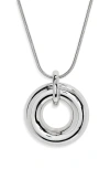 Nordstrom Circle Pendant Long Necklace In Silver