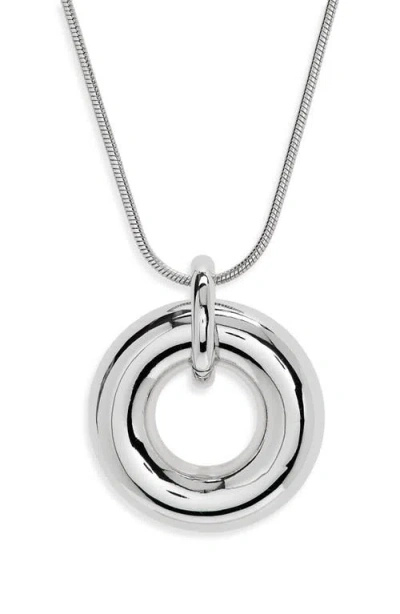Nordstrom Circle Pendant Long Necklace In Silver