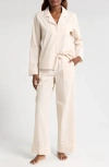 Nordstrom Classic Cotton Pajamas In Tan Shore Skinny Stripe