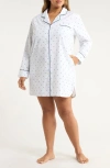 Nordstrom Classic Piped Cotton Nightshirt In White