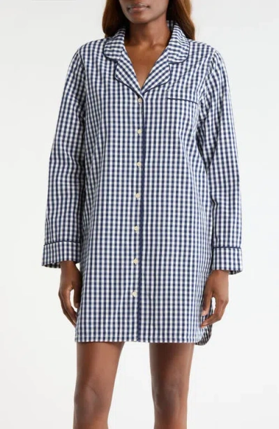 Nordstrom Classic Piped Cotton Nightshirt In Blue