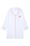 Nordstrom Classic Piped Cotton Nightshirt In White