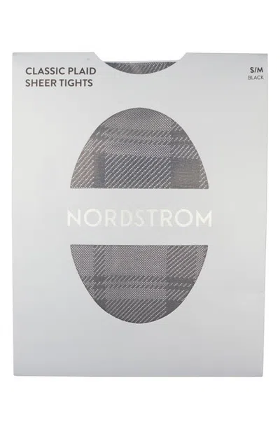 Nordstrom Classic Plaid Sheer Tights In Black