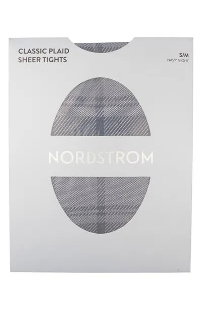 Nordstrom Classic Plaid Sheer Tights In Navy Night