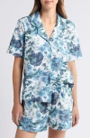 Nordstrom Classic Short Cotton Pajamas In Ivory- Blue Secret Garden