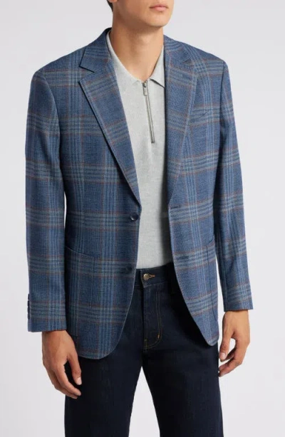 Nordstrom Classico Plaid Stretch Sport Coat In Blue- Burgundy Plaid