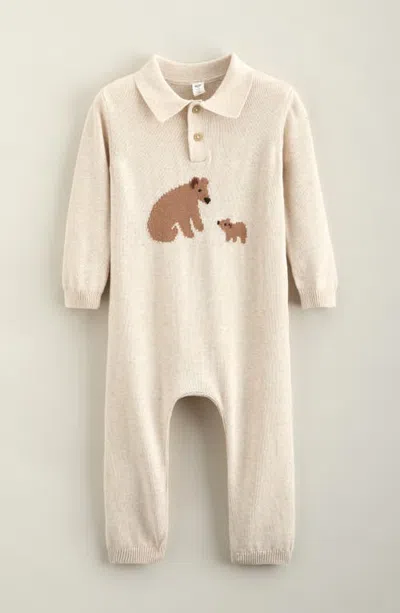 Nordstrom Babies'  Collared Graphic Romper In Brown