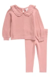 Nordstrom Babies'  Collared Sweater & Leggings Set In Pink Bride