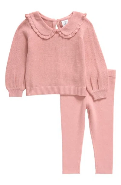 Nordstrom Babies'  Collared Sweater & Leggings Set In Pink Bride