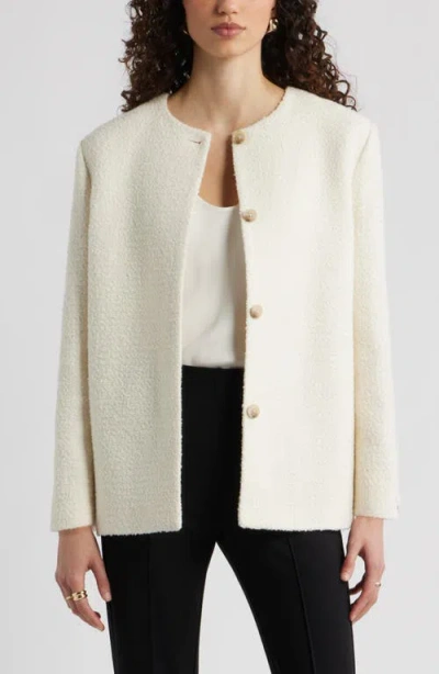 Nordstrom Collarless Pleat Back Jacket In Neutral