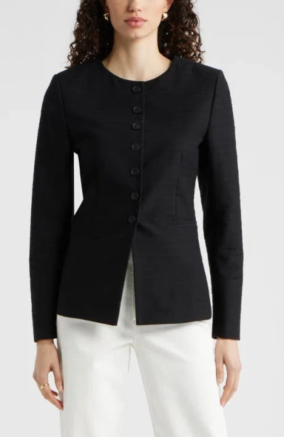 Nordstrom Collarless Textured Jacket In Black