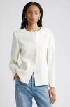 Nordstrom Collarless Twill Blazer In White