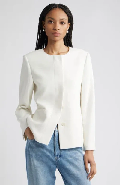 Nordstrom Collarless Twill Blazer In White
